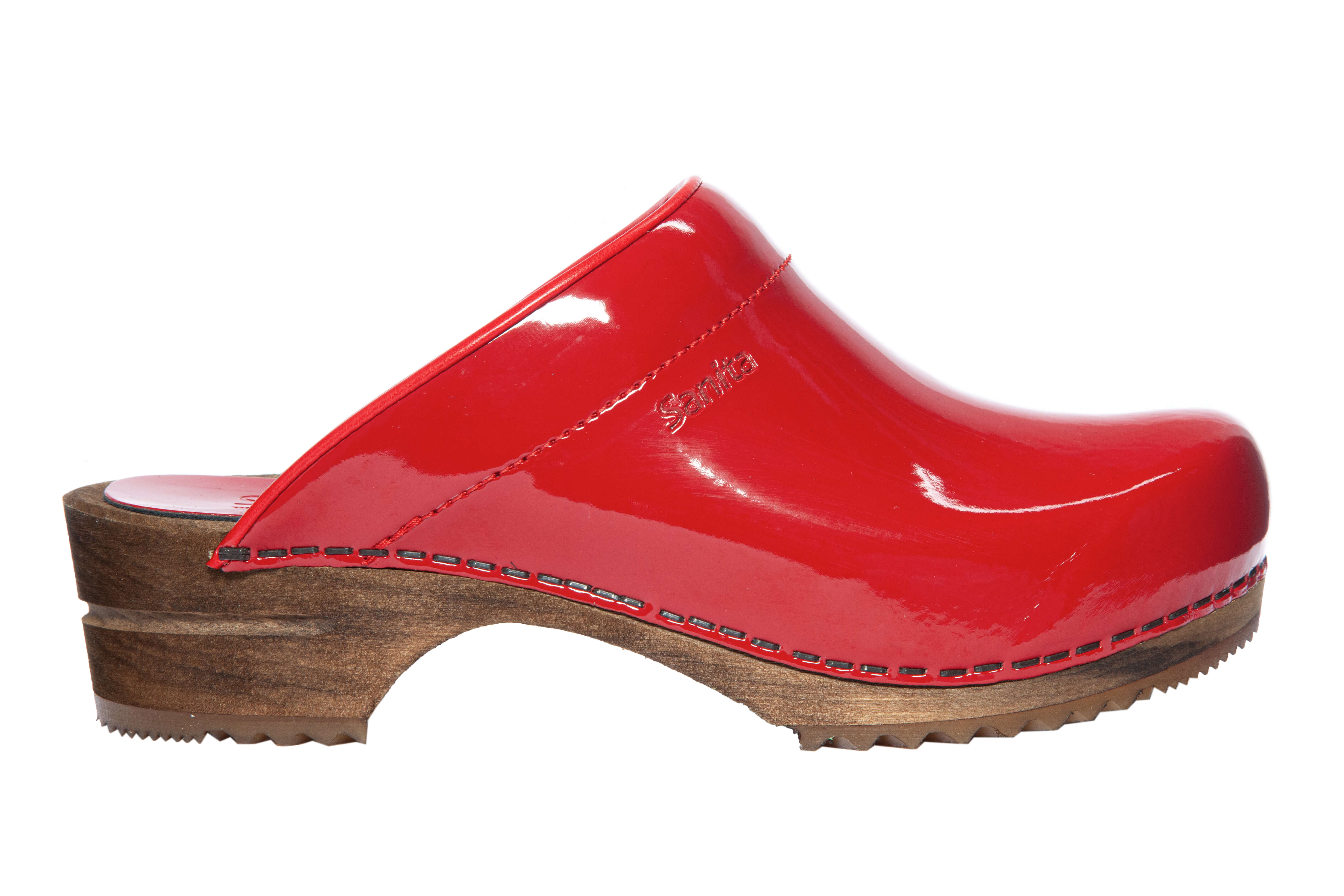 Sanita Wood Classic Patent Open Rød