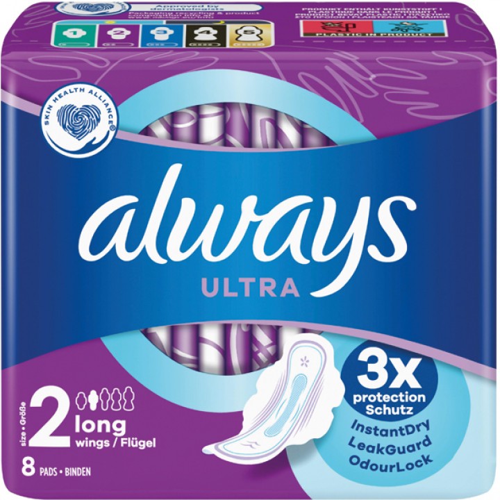 Always Ultra Bind Long  m/vinger 8 stk.
