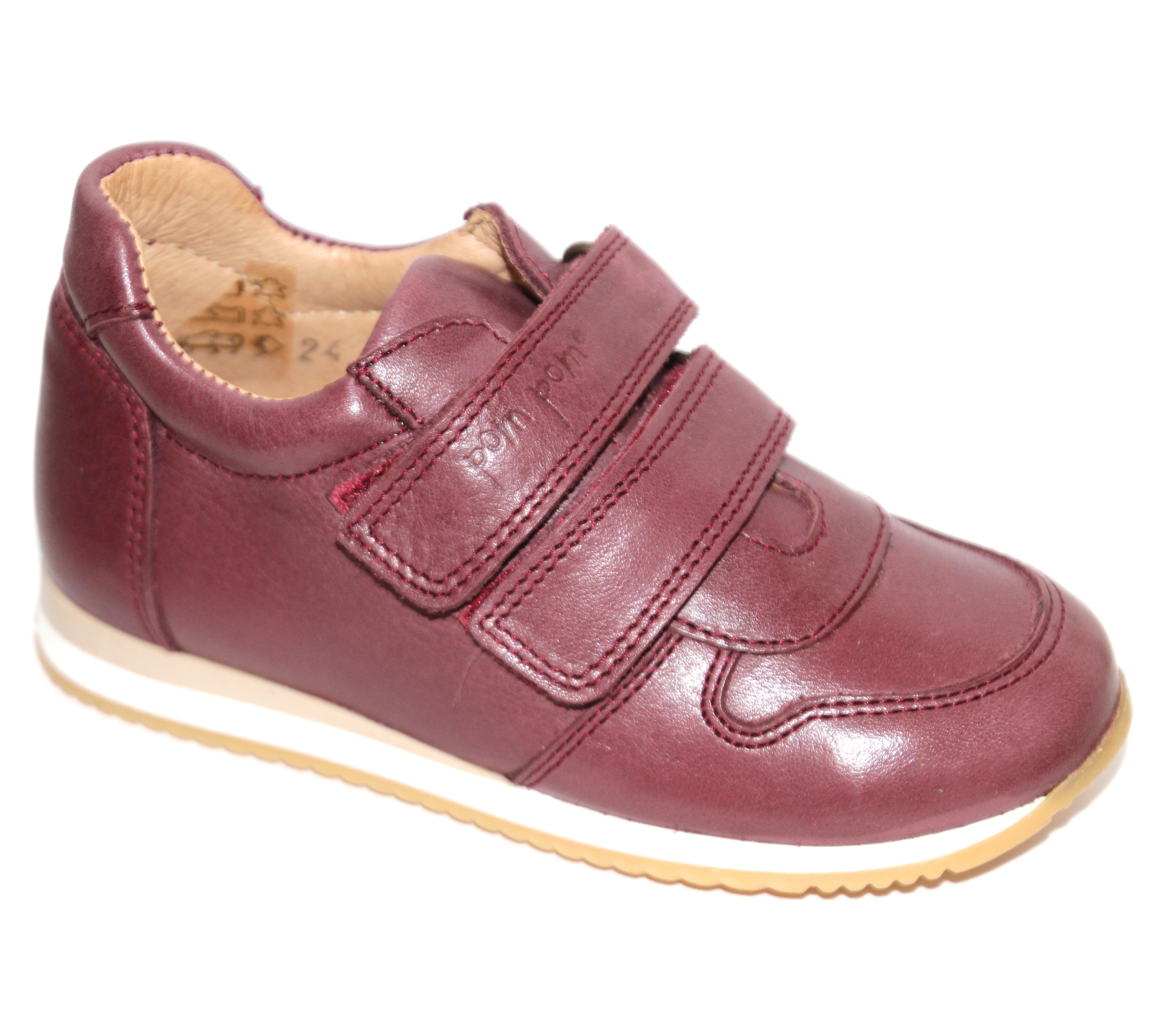 Pom Pom Sneakers Med Velcro I Wine