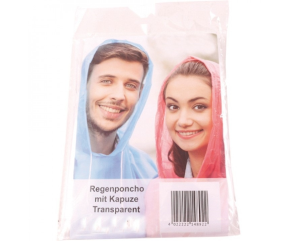 Regnponcho M/Hætte Transparent